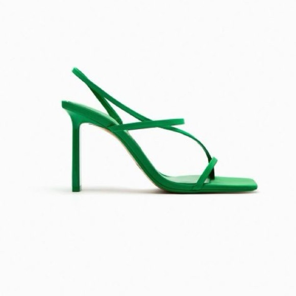 NWT. Zara Green High Heel Strappy Sandals. Size 6, 10 - Picture 1 of 9